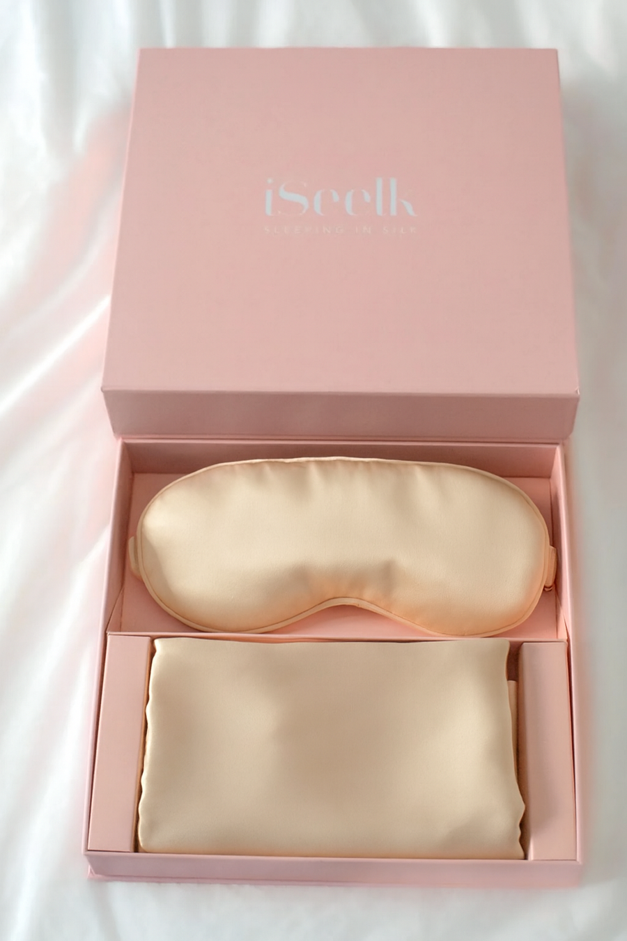 Coffret composé de 1 taie d'oreiller et 1 masque de sommeil en pure soie