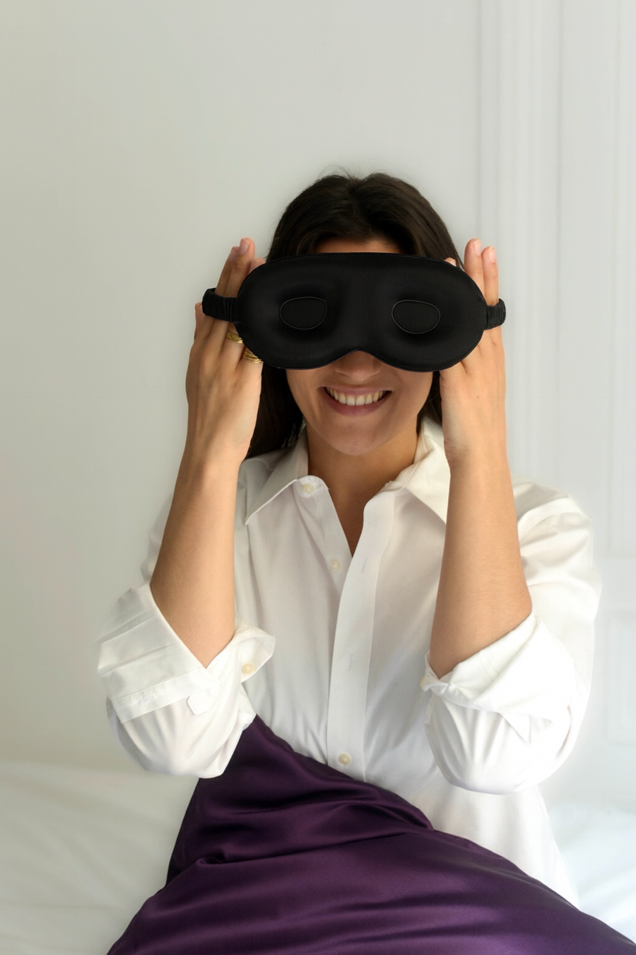 Masque De Sommeil En Soie De Mûrier - Noir, Occultant, Bande Réglable, Pour Voyage Et Nuit - 2
